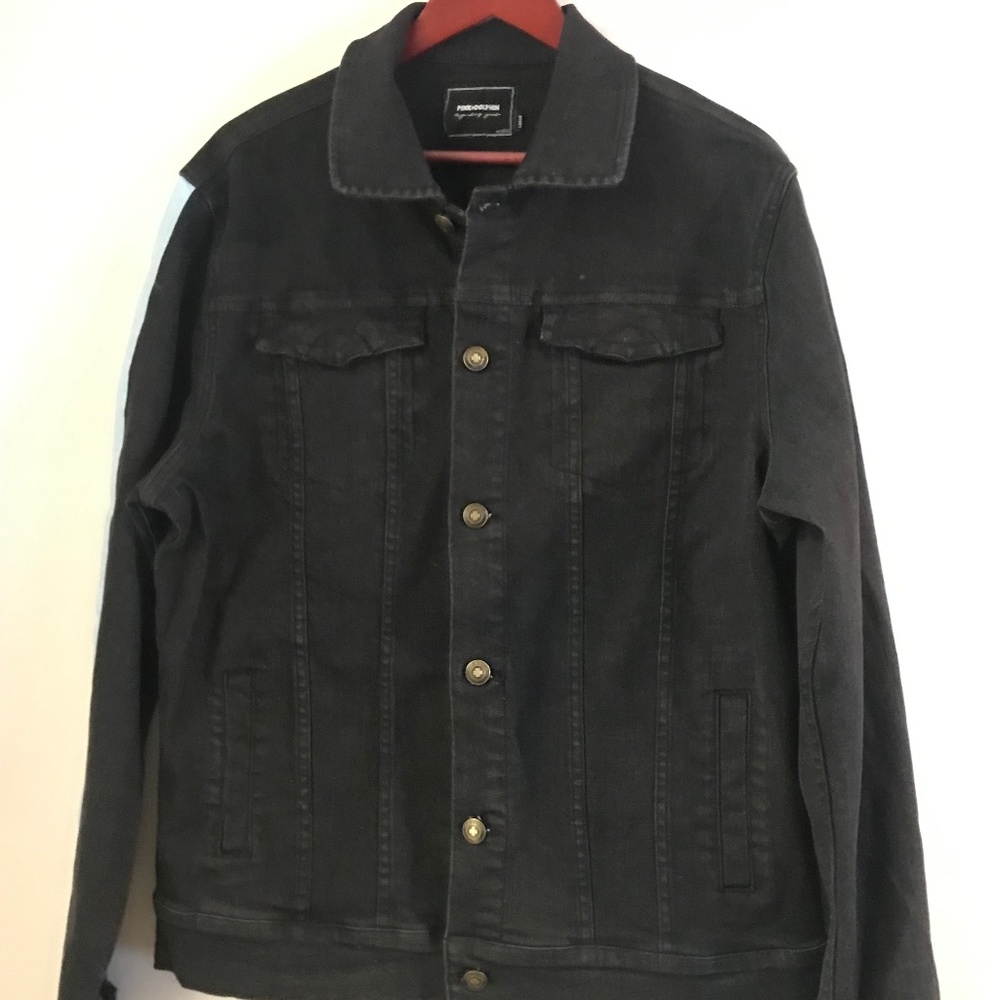 Pink Dolphin Jacket Black with blue stripes Large